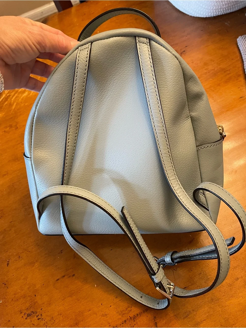 kate spade Light Blue Pebble Leather Mini Backpack with Gold Hardware